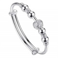 Brazalete hueco brazalete de brazalete a la moda ajustable 925 sterling silver beads joyas regalo de Navidad